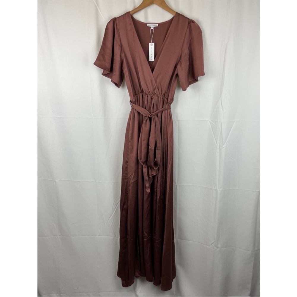 Baltic Born Women's Sicily Satin Maxi Dress Dusty Rose Maroon Dress Size M